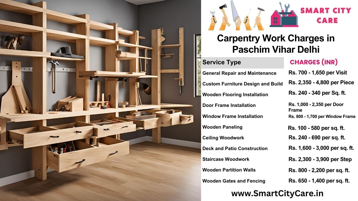 Carpentry Work Charges list in Paschim Vihar, Delhi