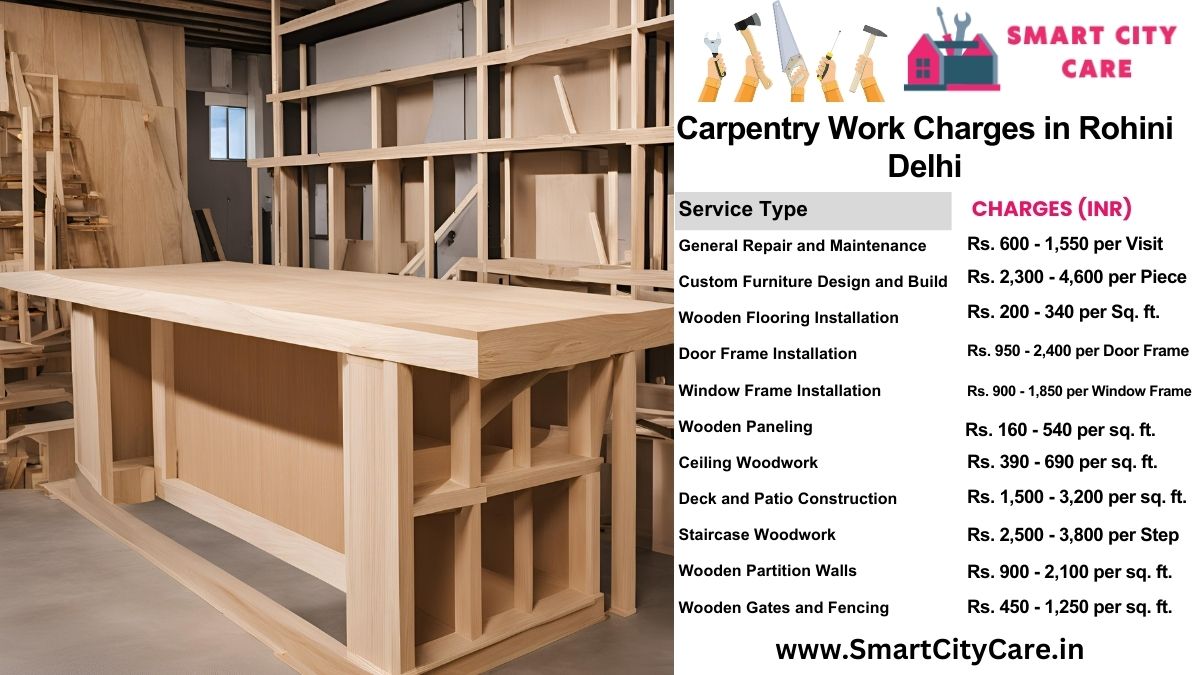 Carpentry Work Charges list in Rohini, Delhi