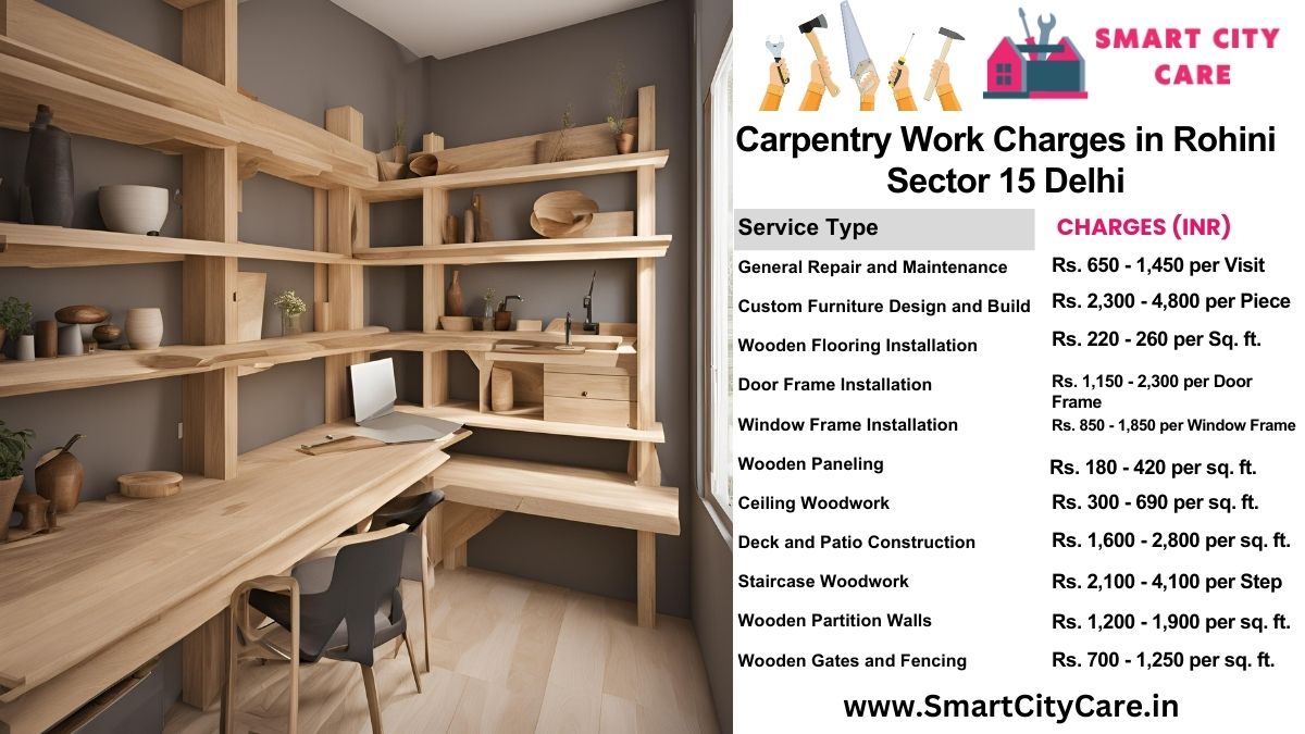 Carpentry Work Charges list in Rohini Sector 15, Delhi