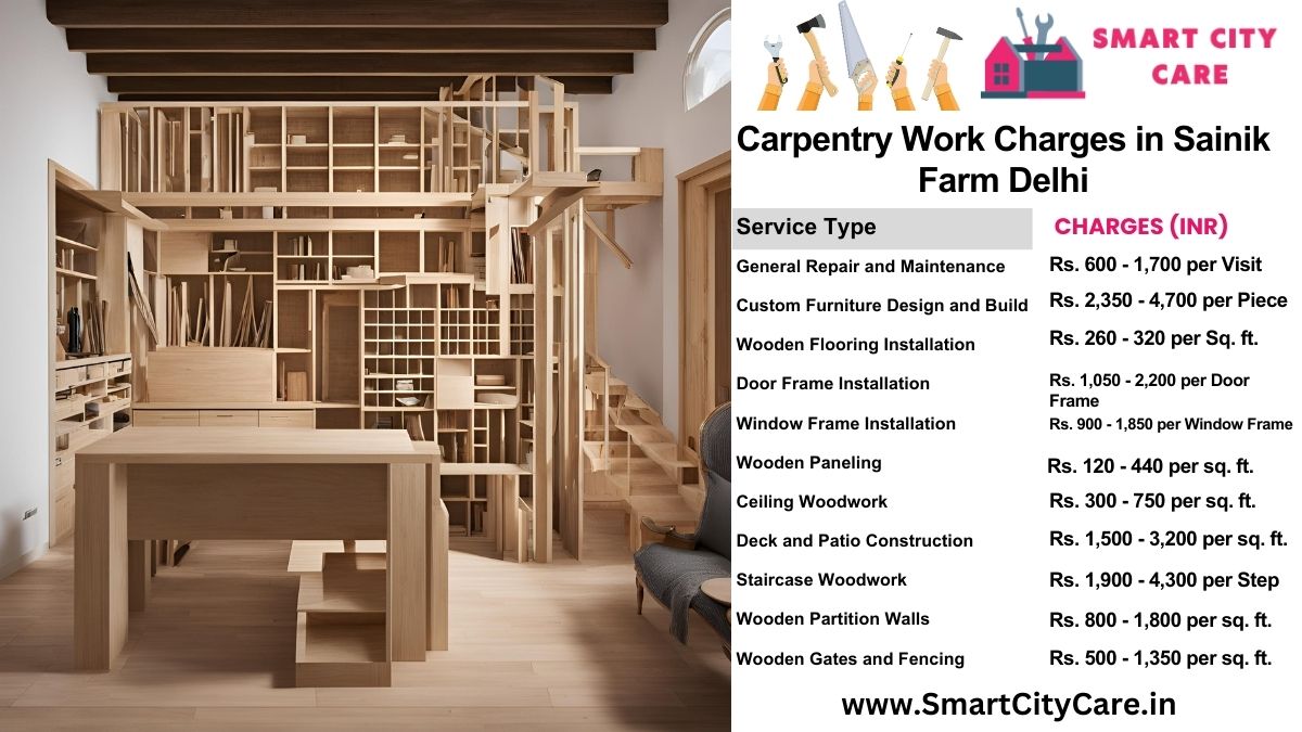 Carpentry Work Charges list in Sainik Farm, Delhi