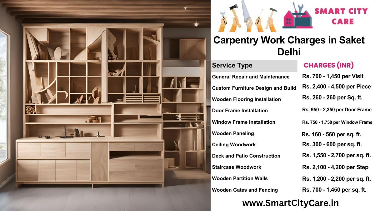 Carpentry Work Charges list in Saket, Delhi