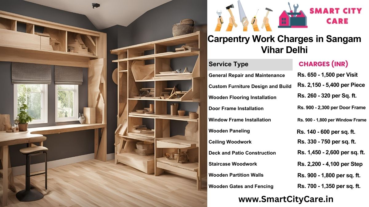 Carpentry Work Charges list in Sangam Vihar, Delhi