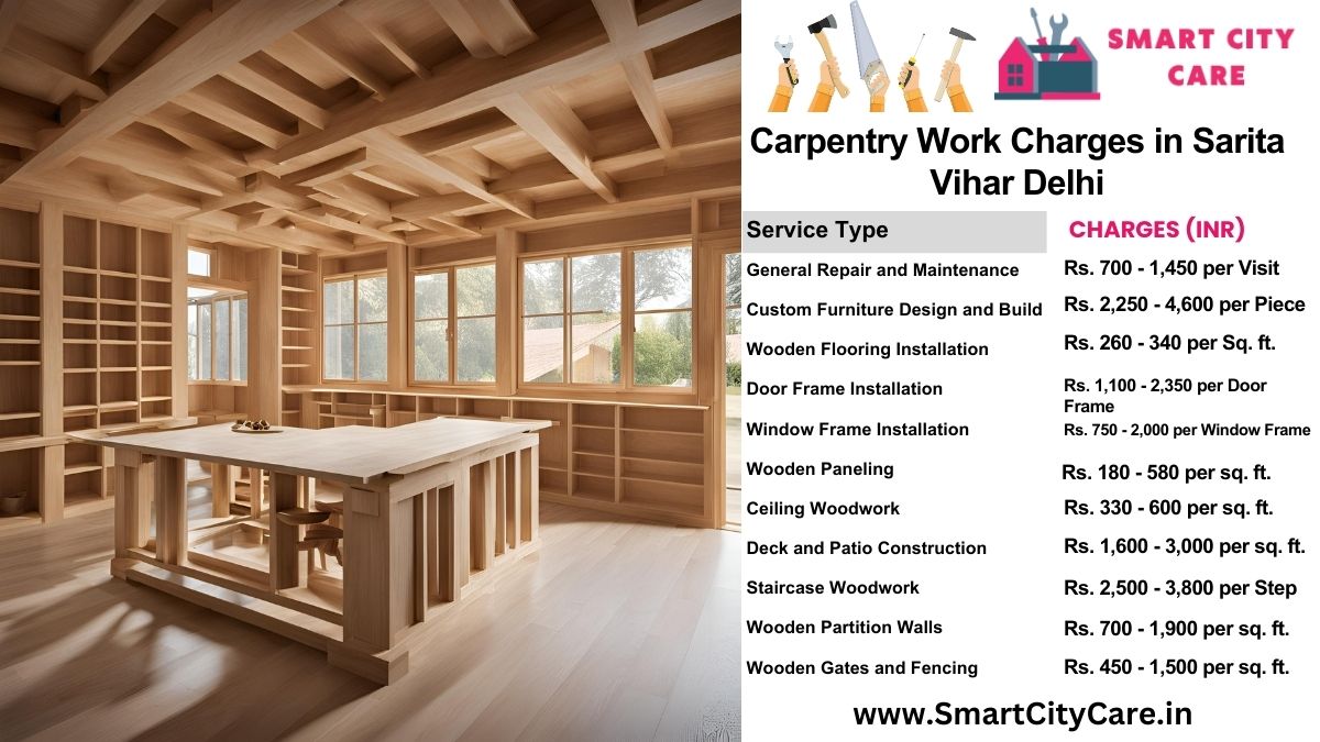 Carpentry Work Charges list in Sarita Vihar, Delhi