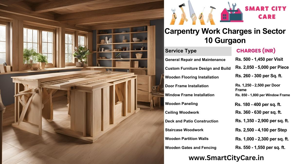 Carpentry Work Charges list in Sector 10, Gurgaon