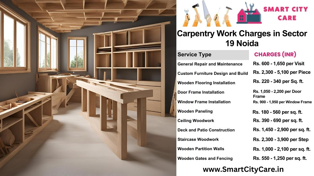 Carpentry Work Charges list in Sector 19, Noida