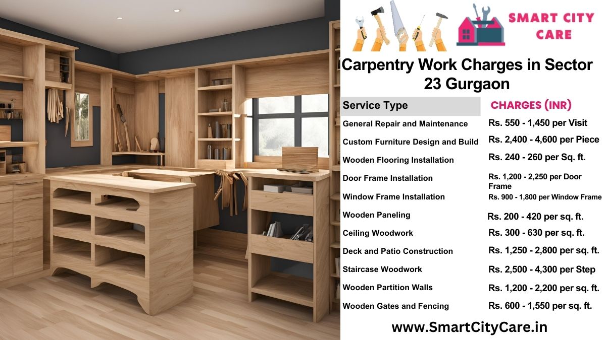 Carpentry Work Charges list in Sector 23, Gurgaon