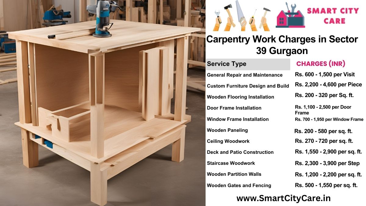 Carpentry Work Charges list in Sector 39, Gurgaon