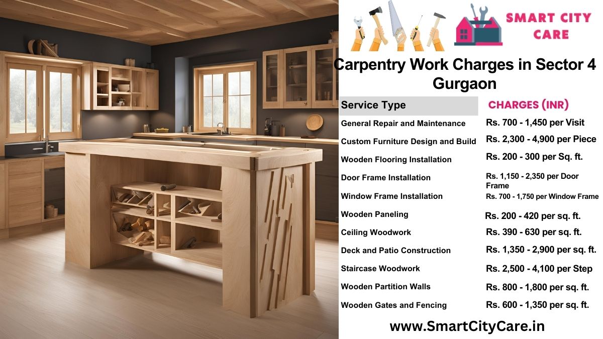 Carpentry Work Charges list in Sector 4, Gurgaon
