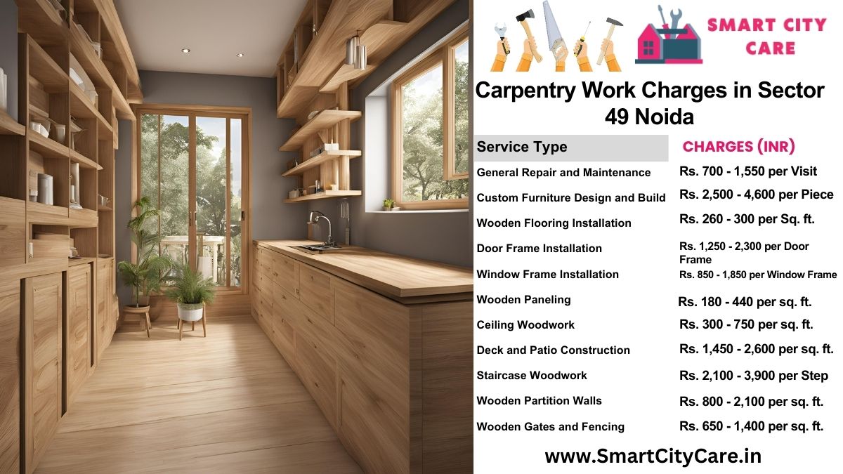 Carpentry Work Charges list in Sector 31, Noida