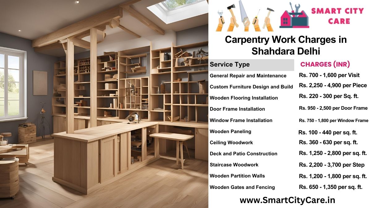 Carpentry Work Charges list in Shahdara, Delhi