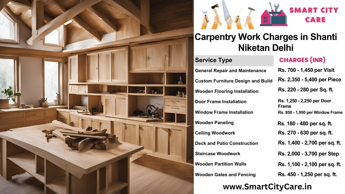 Carpentry Work Charges list in Shanti Niketan, Delhi