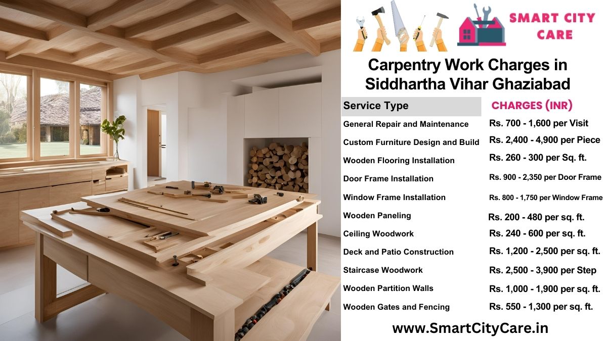 Carpentry Work Charges list in Siddhartha Vihar, Ghaziabad