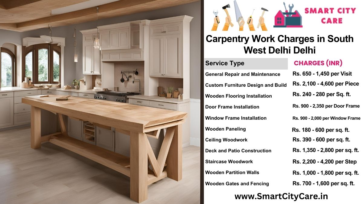 Carpentry Work Charges list in South West Delhi, Delhi