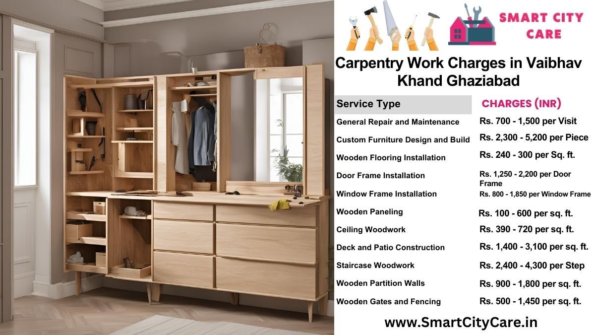 Carpentry Work Charges list in Vaibhav Khand, Ghaziabad