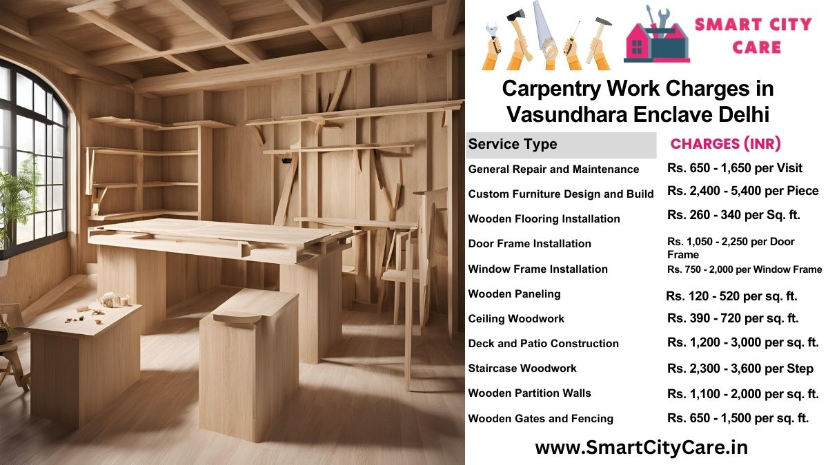 Carpentry Work Charges list in Vasundhara Enclave, Delhi