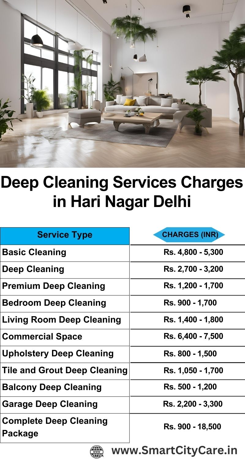 Deep cleaning services price list in Hari Nagar, Delhi
