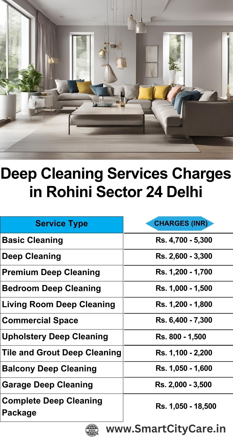 Deep cleaning services price list in Rohini Sector 24, Delhi