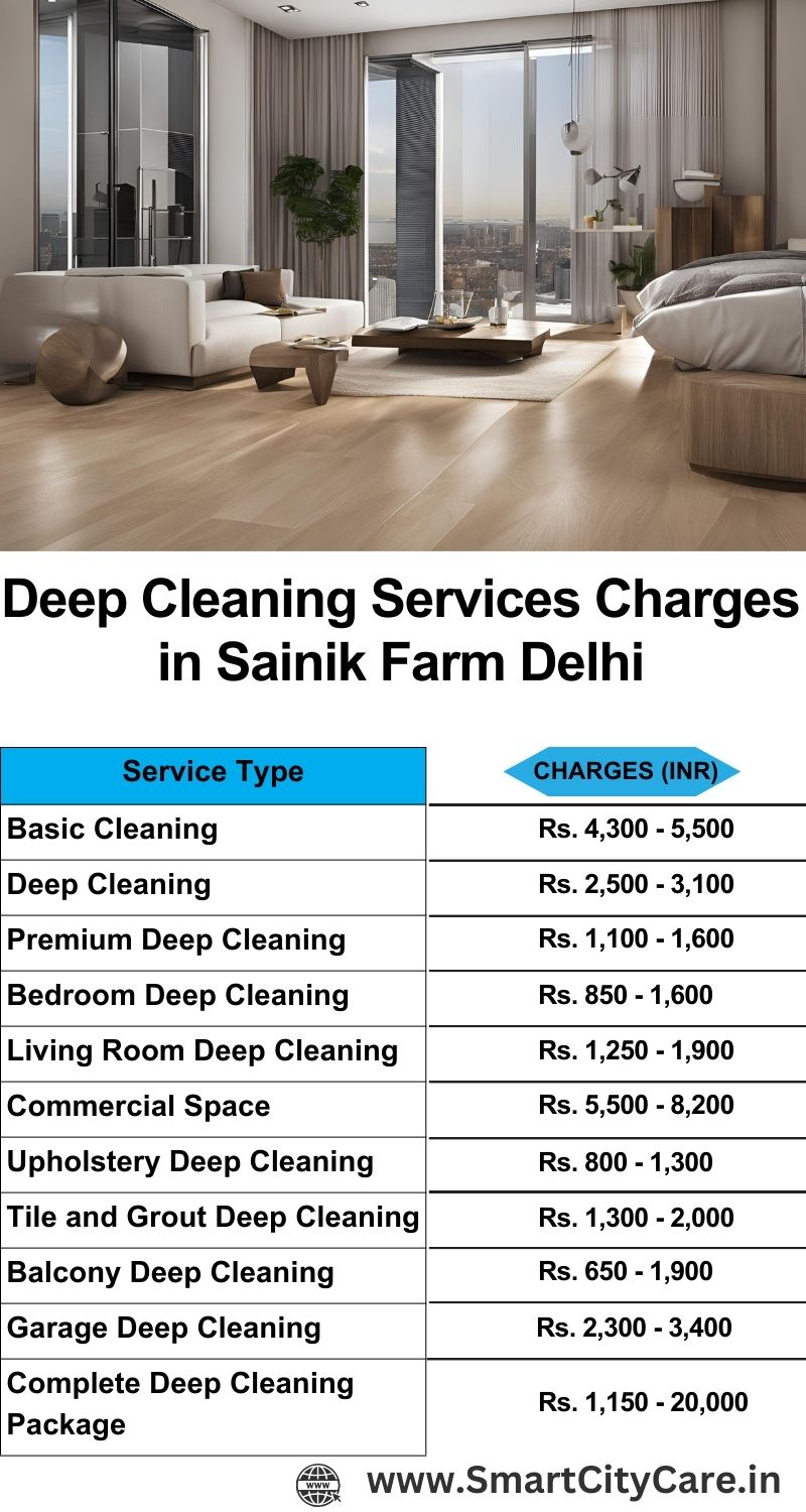 Deep cleaning services price list in Sainik Farm, Delhi