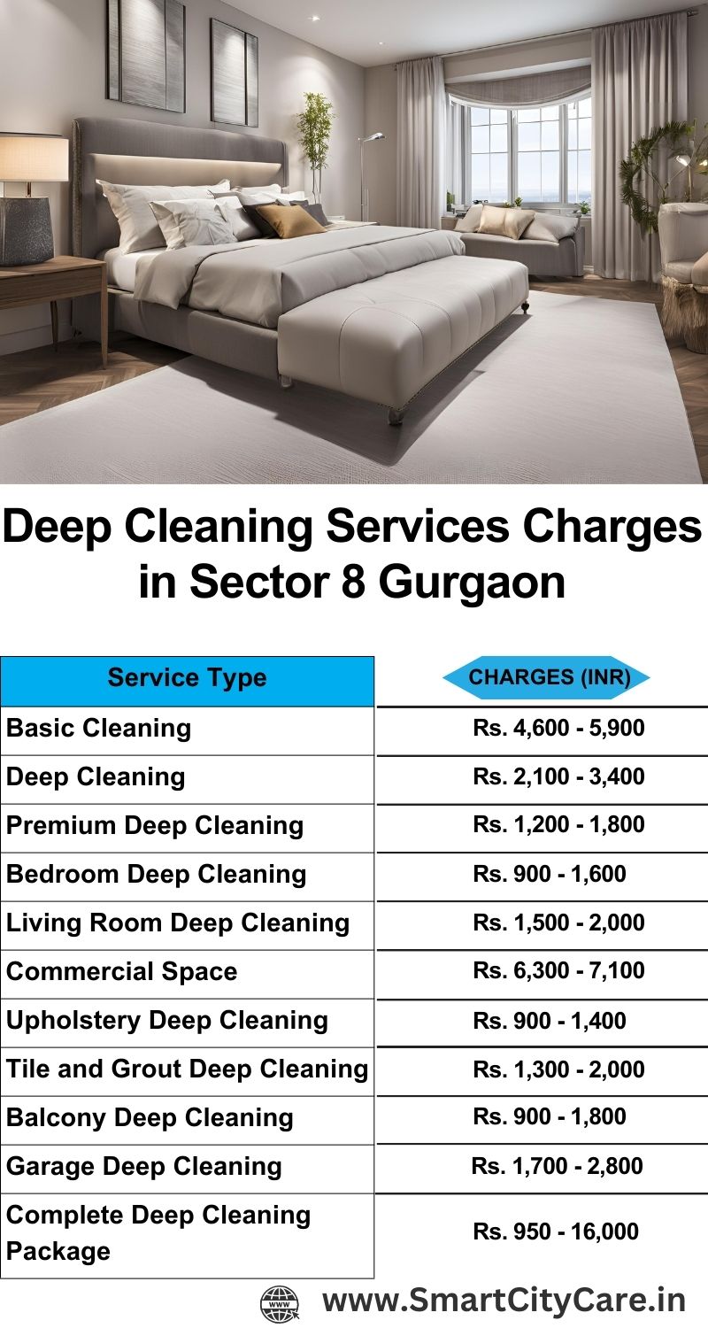 Deep cleaning services price list in Sector 8, Gurgaon
