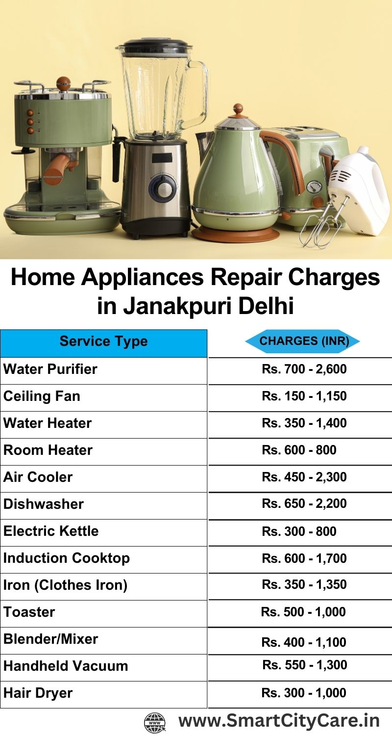 Home Appliances Repair Charges in Janakpuri ,Delhi