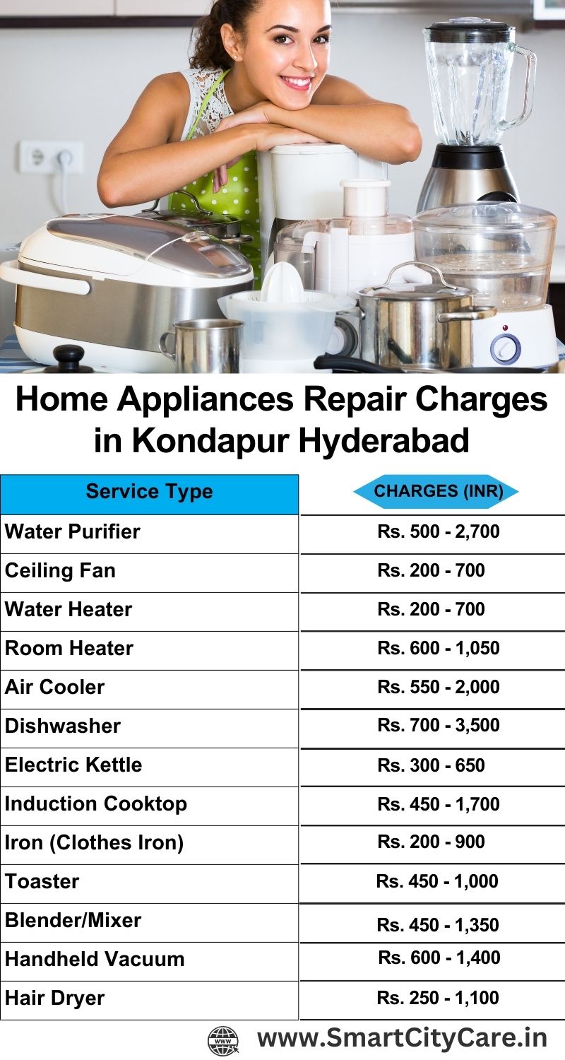 Home Appliances Repair Charges in  Kondapur ,Hyderabad 