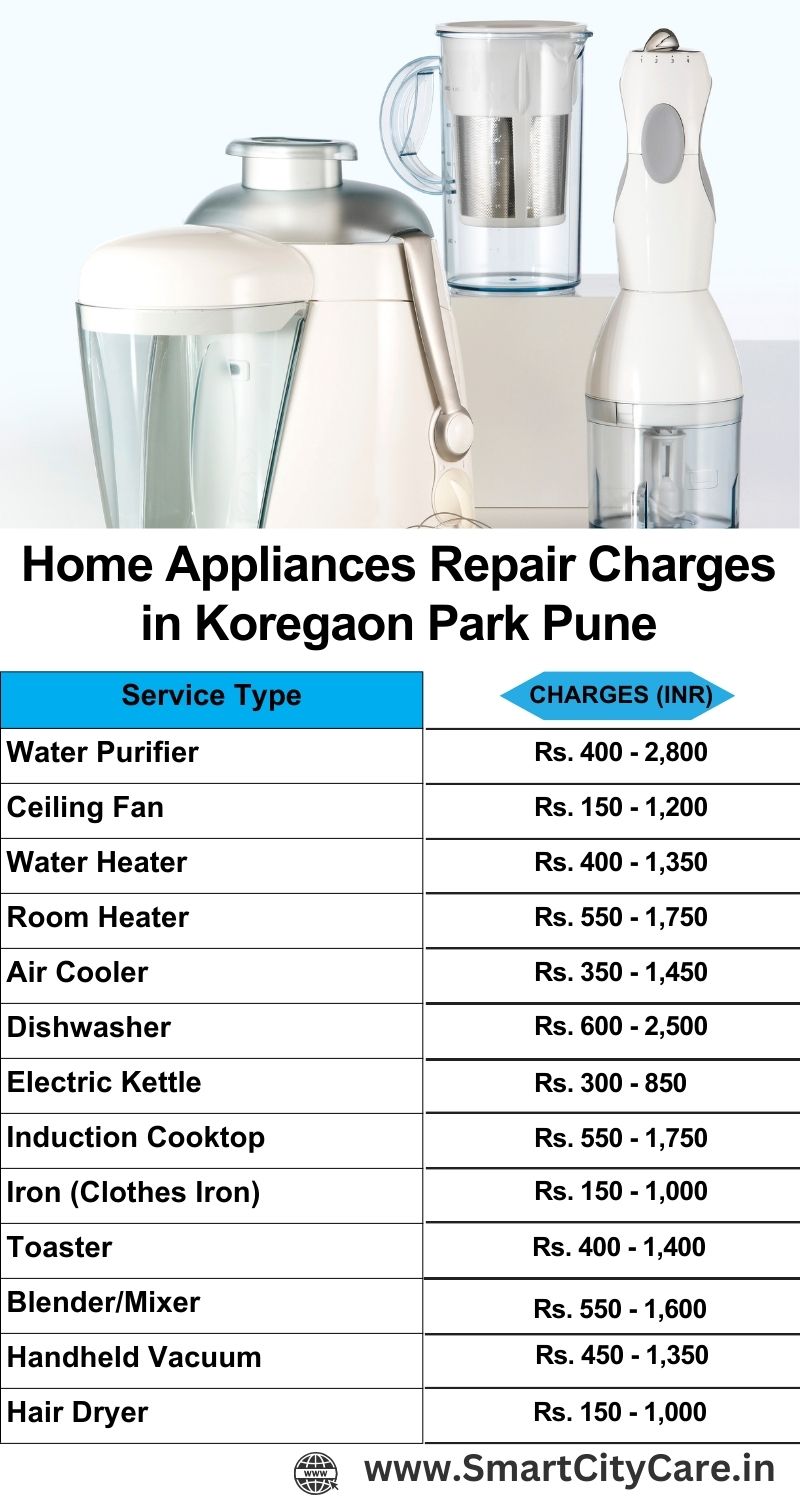 Home Appliances Repair Charges in Koregaon Park ,Pune