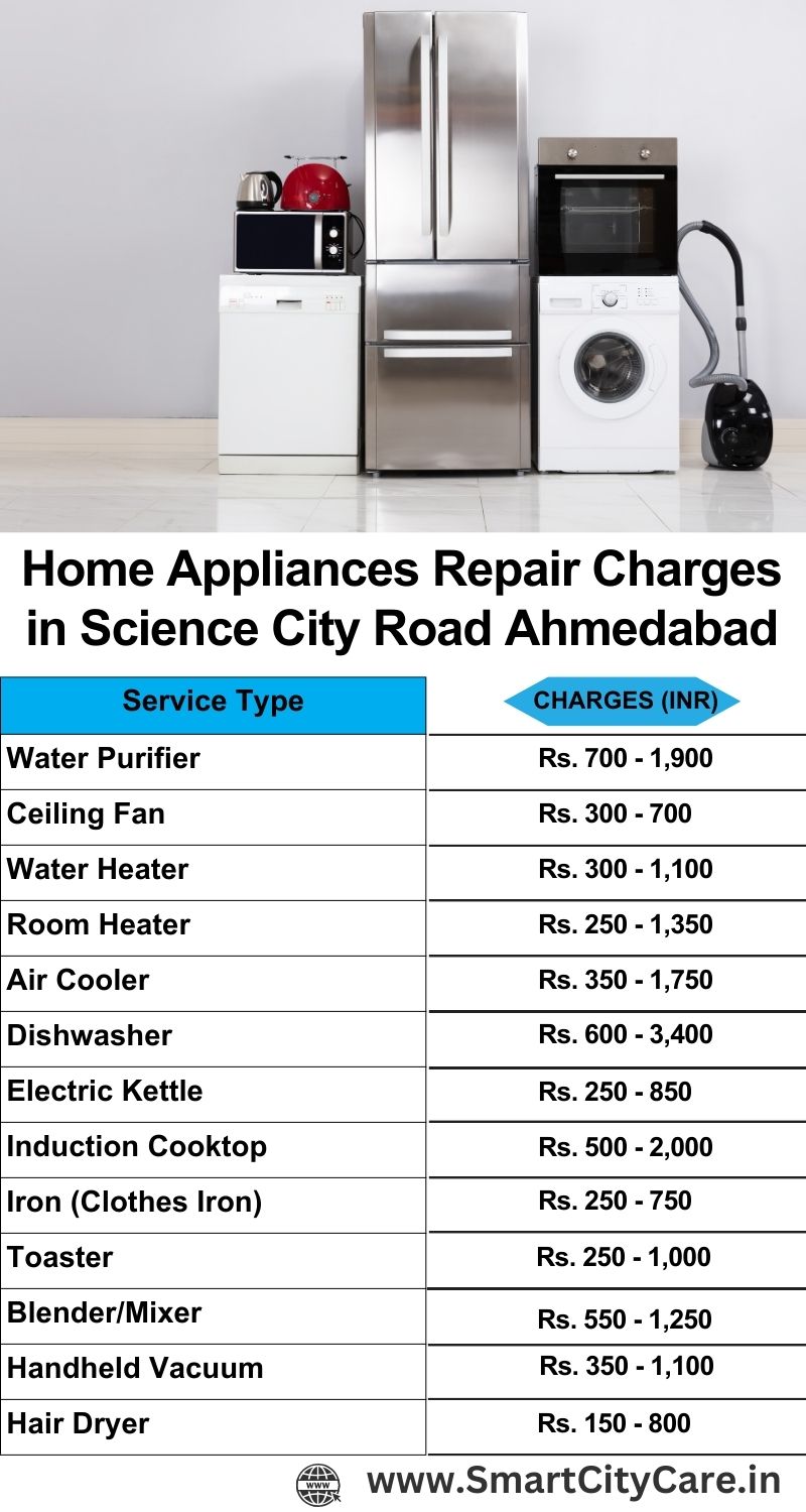 Home Appliances Repair Charges in Science City Road ,Ahmedabad