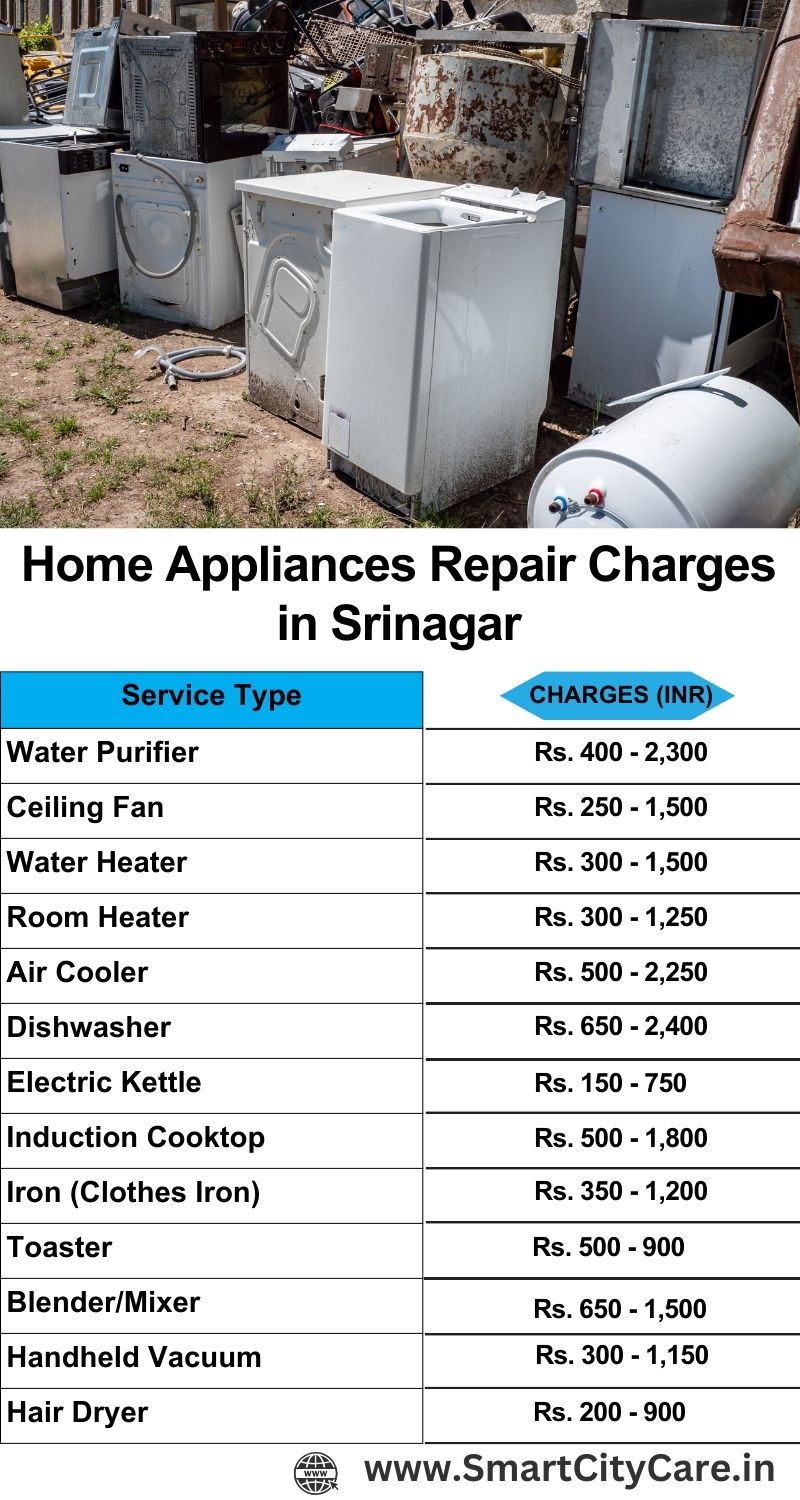 Home Appliances Repair Charges in Srinagar