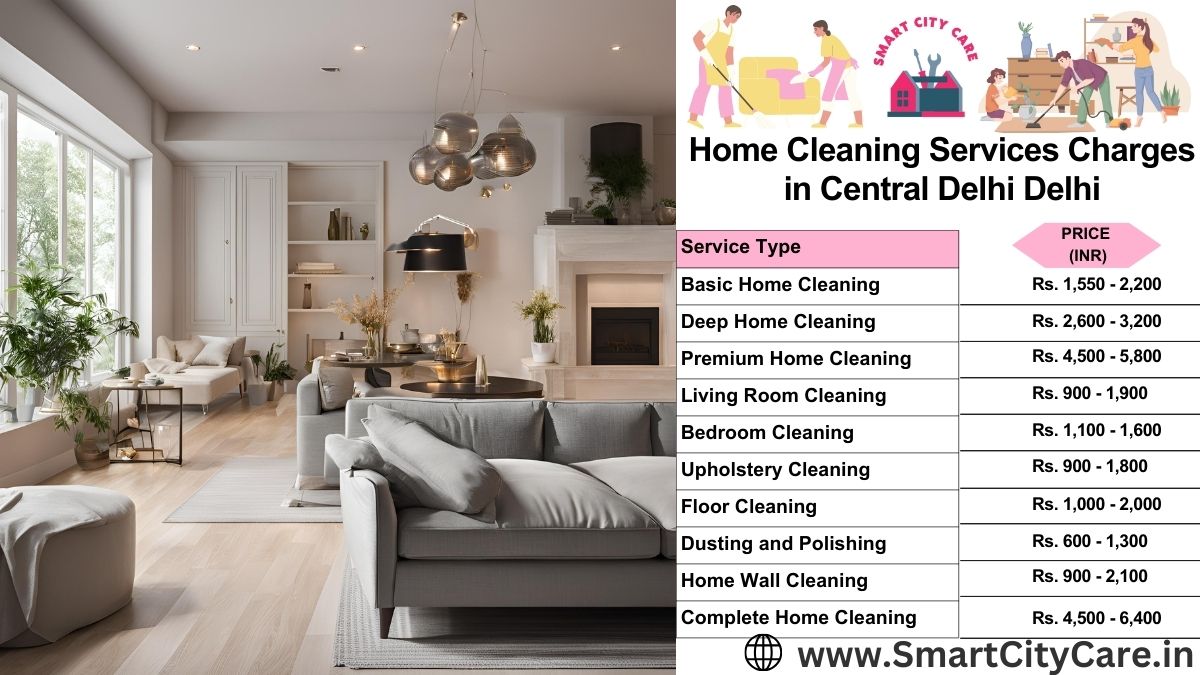 Home Cleaning Charges list in Central Delhi, Delhi