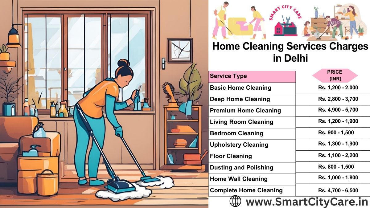 Home Cleaning Charges list in Delhi