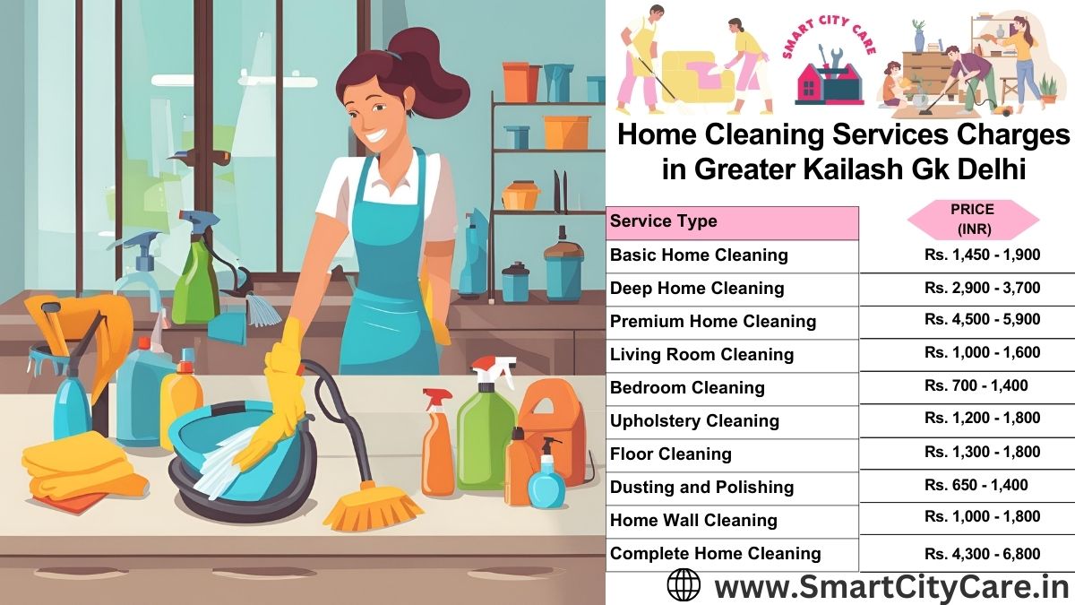 Home Cleaning Charges list in Greater Kailash gk, Delhi