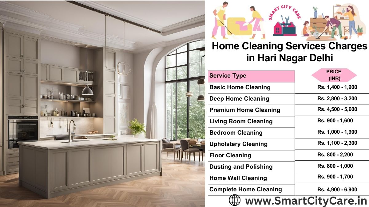 Home Cleaning Charges list in Hari Nagar, Delhi