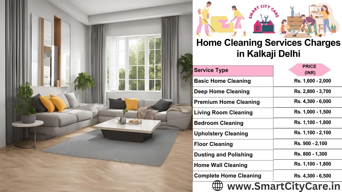 Home Cleaning Charges list in Kalkaji, Delhi