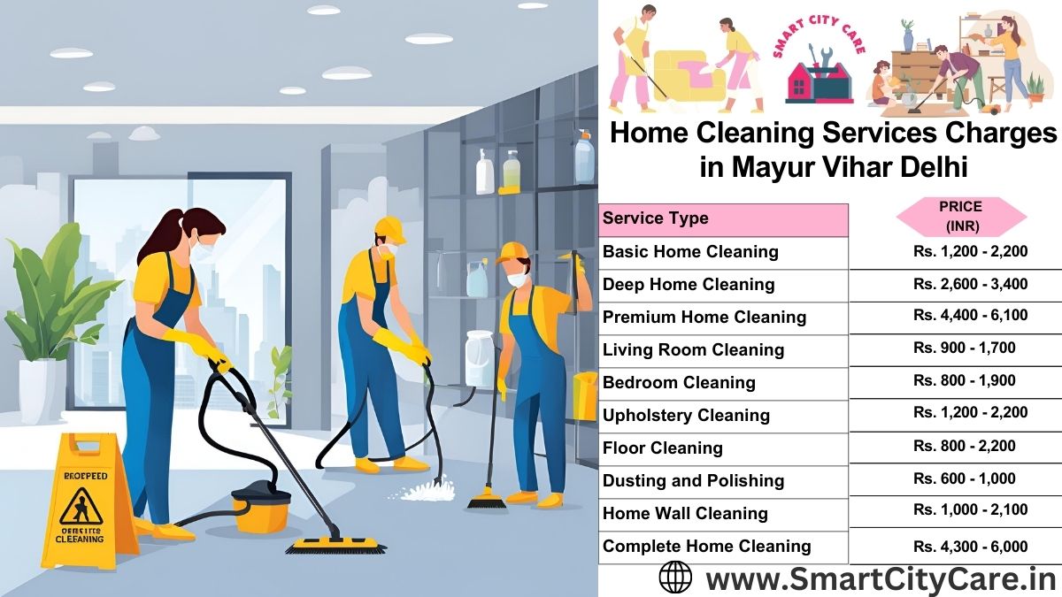 Home Cleaning Charges list in Mayur Vihar, Delhi