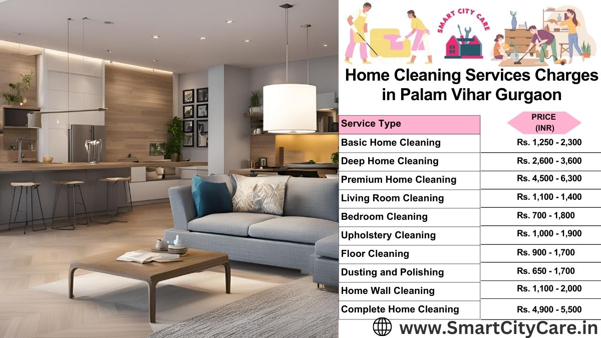 Home Cleaning Charges list in Palam Vihar, Gurgaon