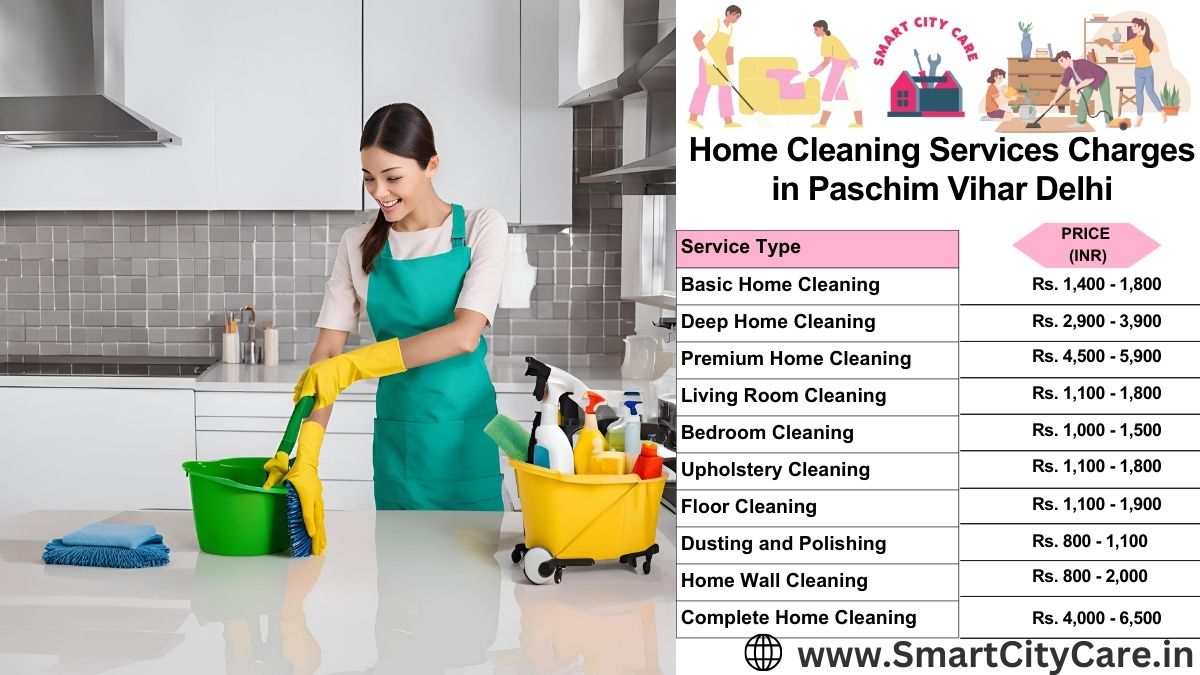 Home Cleaning Charges list in Paschim Vihar, Delhi