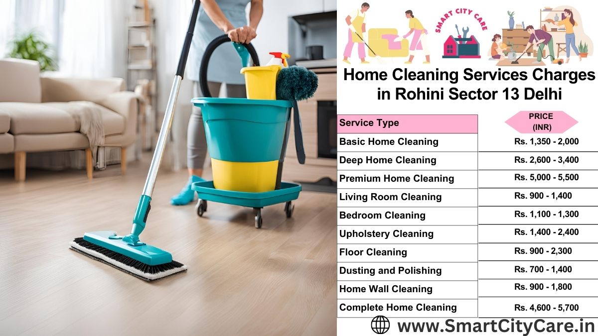 Home Cleaning Charges list in Rohini Sector 13, Delhi