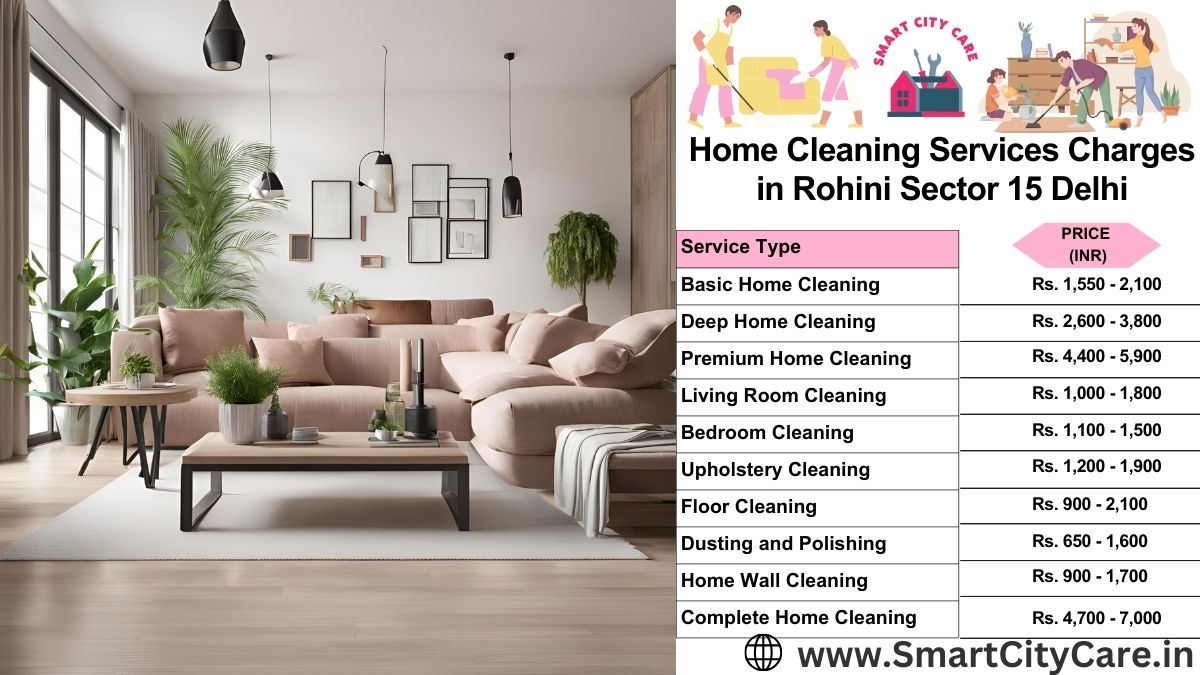 Home Cleaning Charges list in Rohini Sector 15, Delhi