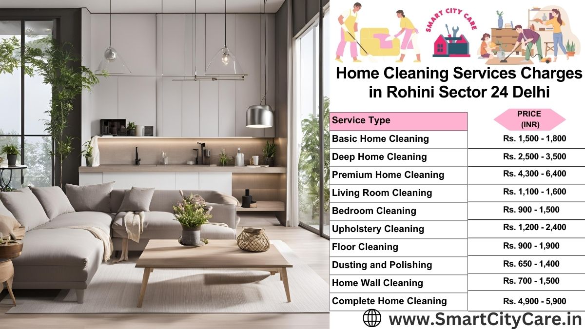 Home Cleaning Charges list in Rohini Sector 24, Delhi