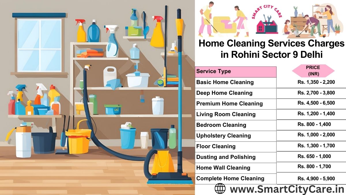 Home Cleaning Charges list in Rohini Sector 9, Delhi