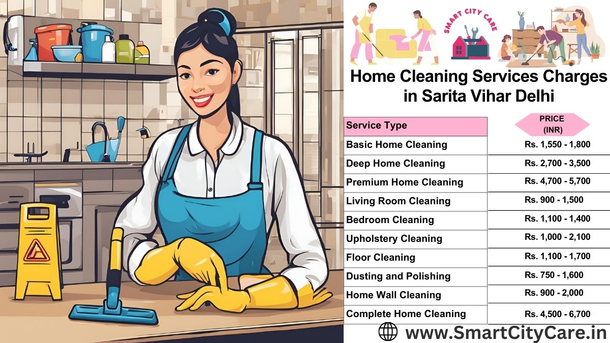 Home Cleaning Charges list in Sarita Vihar, Delhi