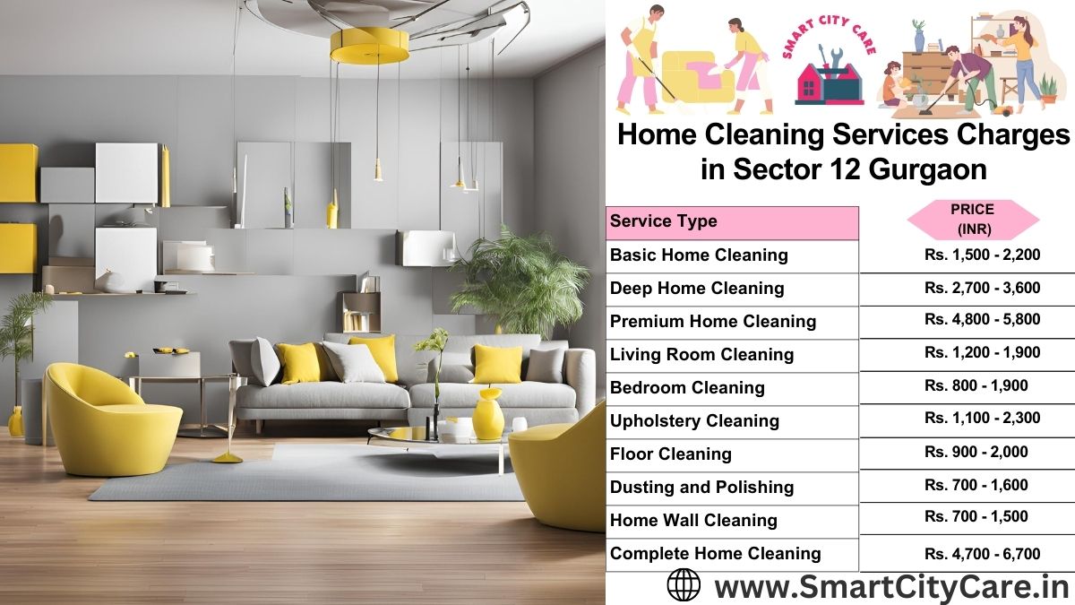 Home Cleaning Charges list in Sector 12, Gurgaon