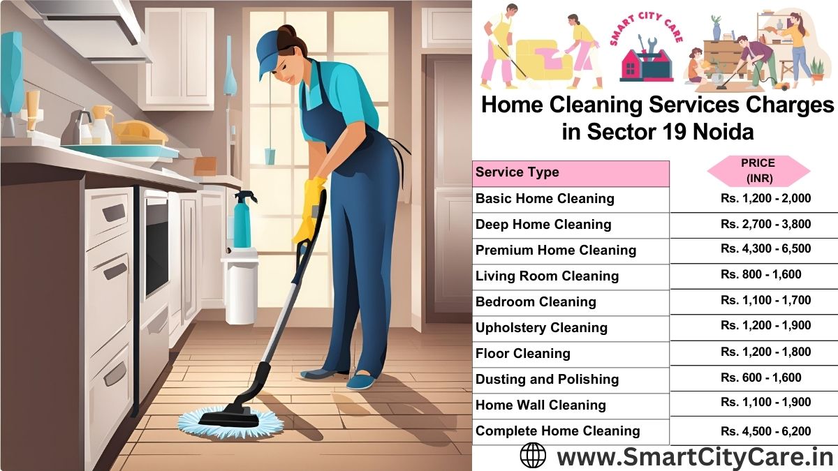 Home Cleaning Charges list in Sector 19, Noida