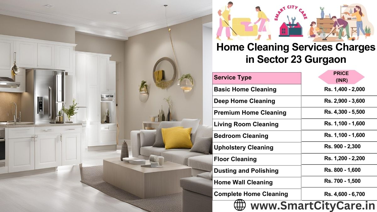 Home Cleaning Charges list in Sector 23, Gurgaon