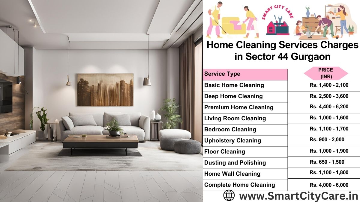 Home Cleaning Charges list in Sector 44, Gurgaon
