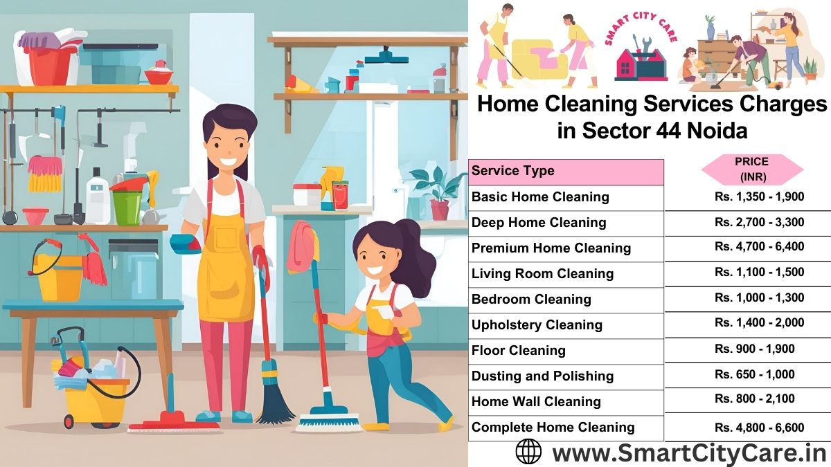 Home Cleaning Charges list in Sector 44, Noida