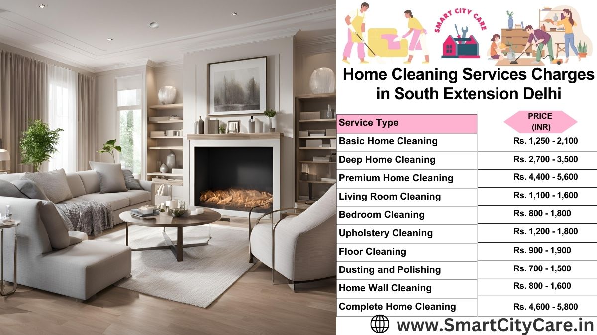 Home Cleaning Charges list in South Extension, Delhi