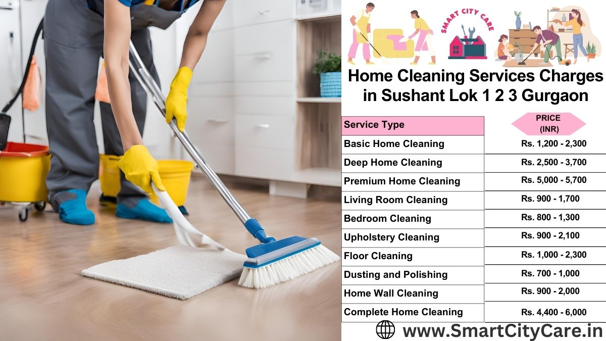 Home Cleaning Charges list in Sushant lok 1 2 3, Gurgaon