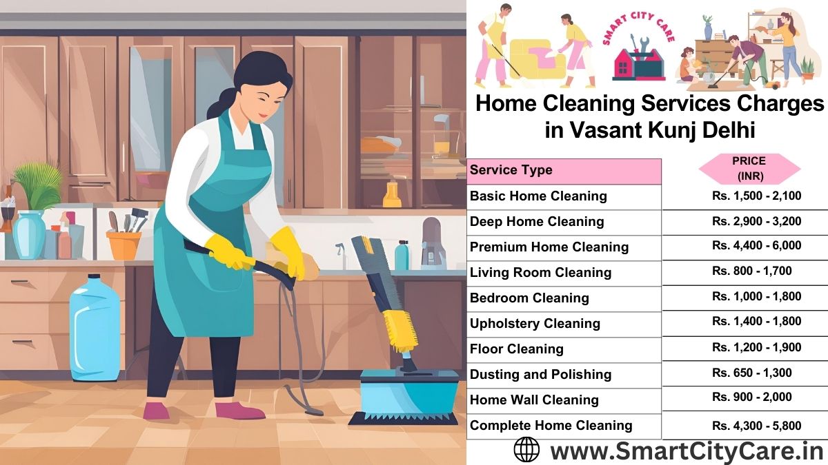 Home Cleaning Charges list in Vasant Kunj, Delhi