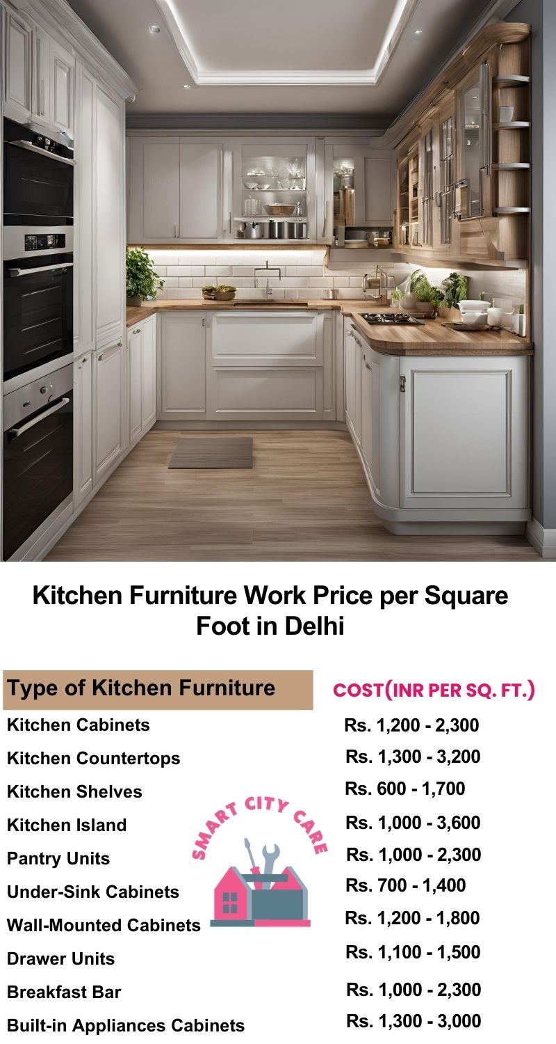 Kitchen Furniture Work rate list per Square Foot in Delhi